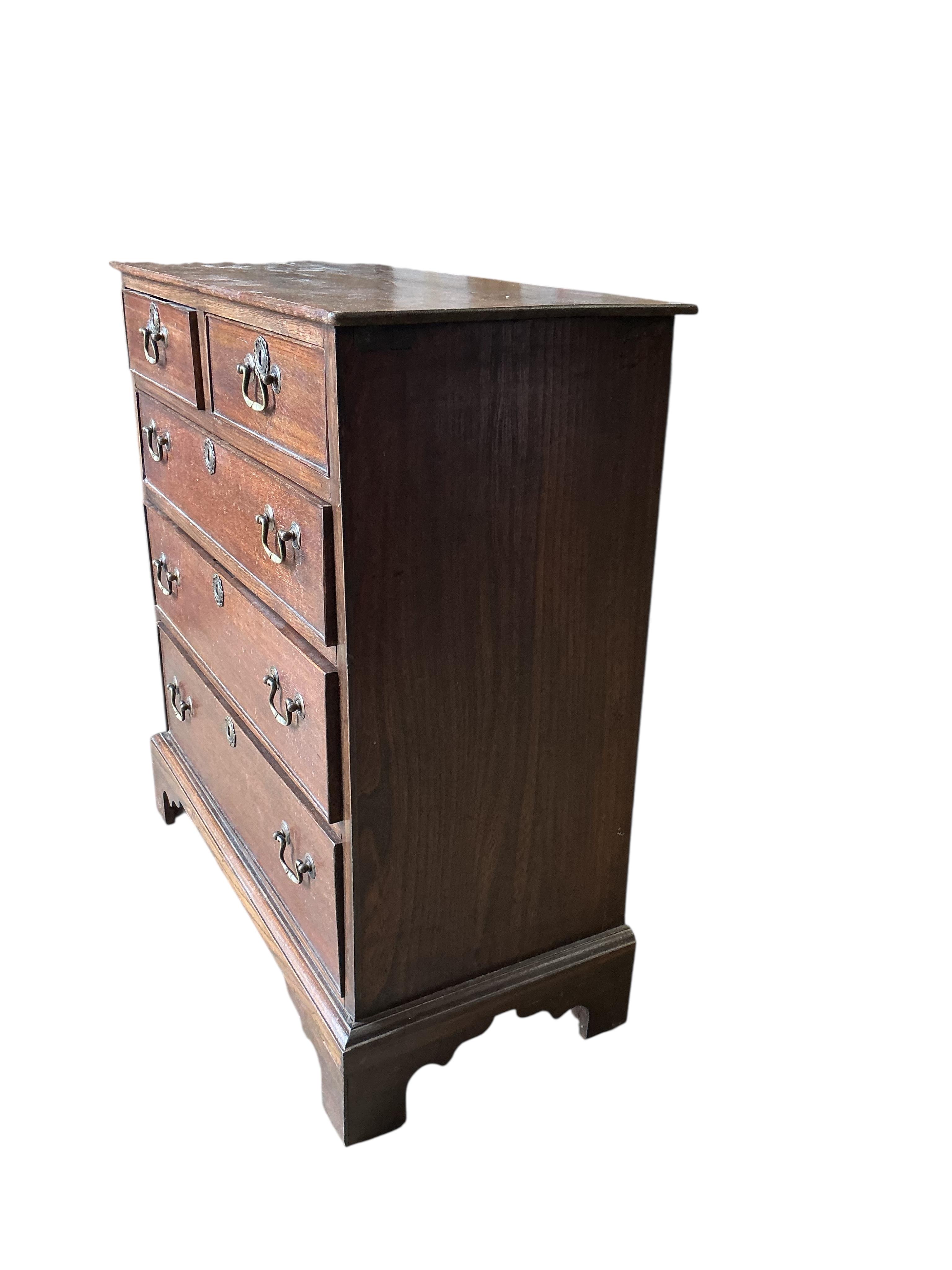 A small George III and later oak chest, width 71cm, depth 34cm, height 79cm